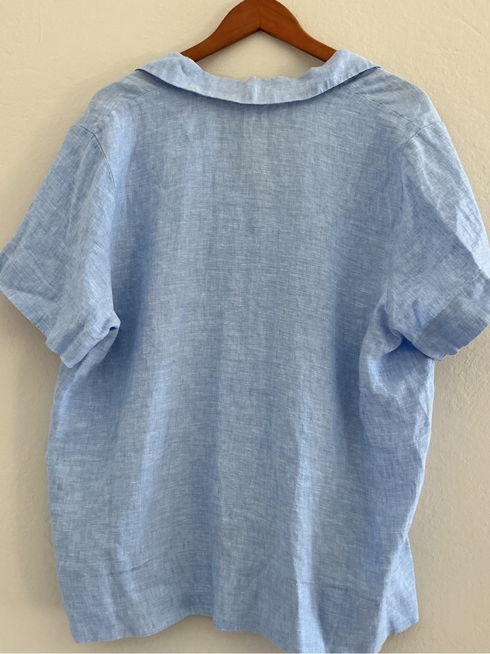 Everlane Linen Short Sleeve Notch Shirt Button Up Light Blue XL - Picture 6 of 9